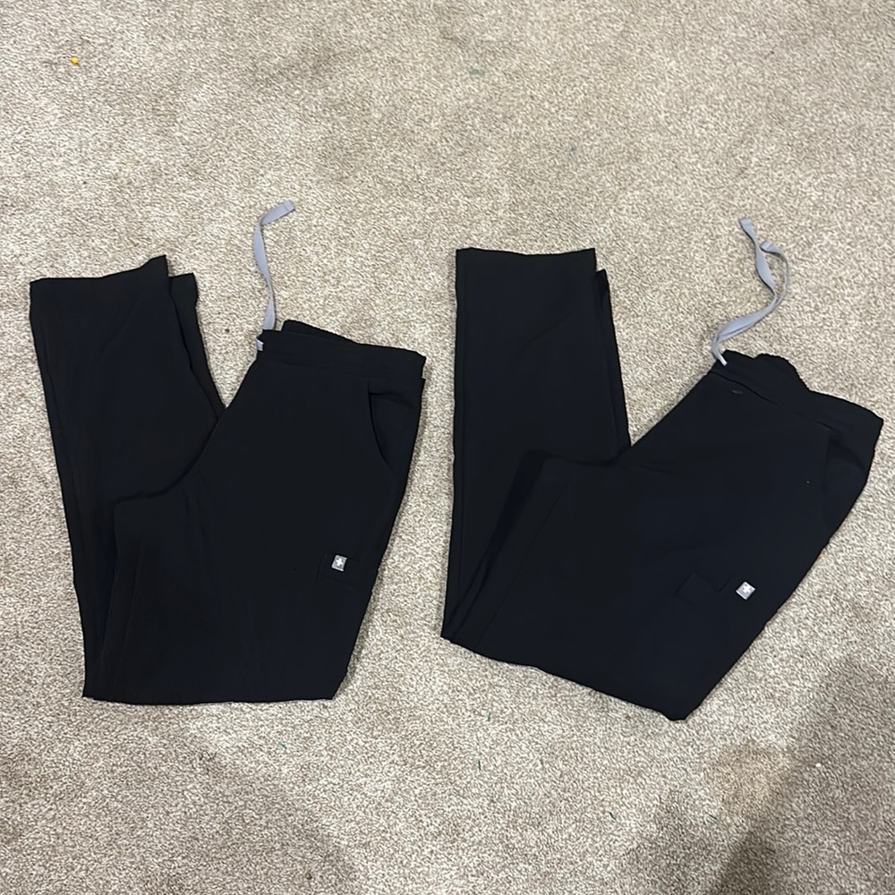 Figs 2 Black Scrub Pants Elastic Waistband Comfy Medical Small Yola Skinny